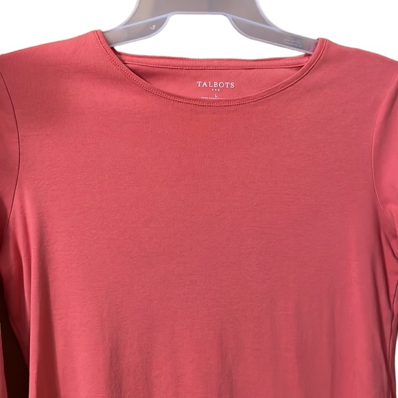 Talbots Orange 100% Cotton Basic Long Sleeves Top TShirt Size L - Picture 2 of 8